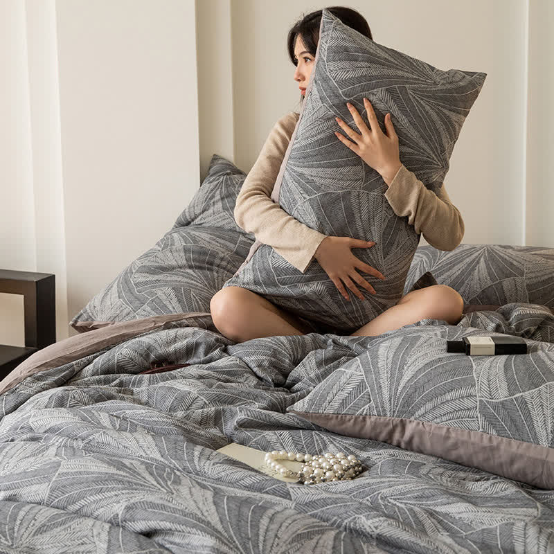 Set di biancheria da letto in garza di cotone jacquard vintage (4 pezzi)