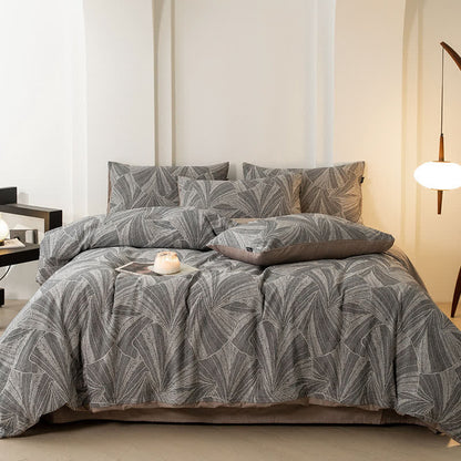 Set di biancheria da letto in garza di cotone jacquard vintage (4 pezzi)
