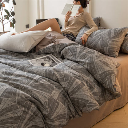Set di biancheria da letto in garza di cotone jacquard vintage (4 pezzi)