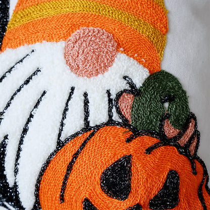 Federa per cuscino con zucca ricamata di Halloween