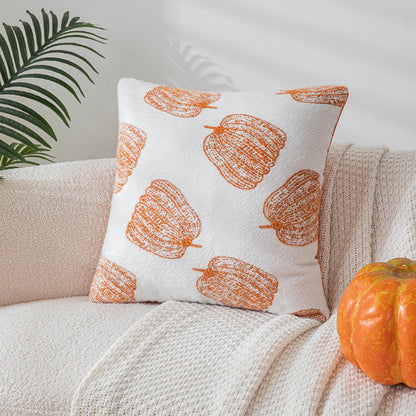 Copricuscino in ciniglia con motivo a zucca per Halloween