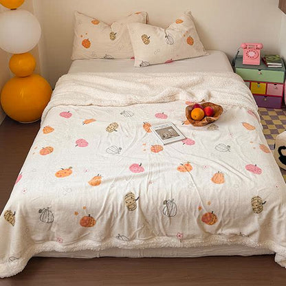 Coperta in pile Sherpa a forma di zucca di Halloween