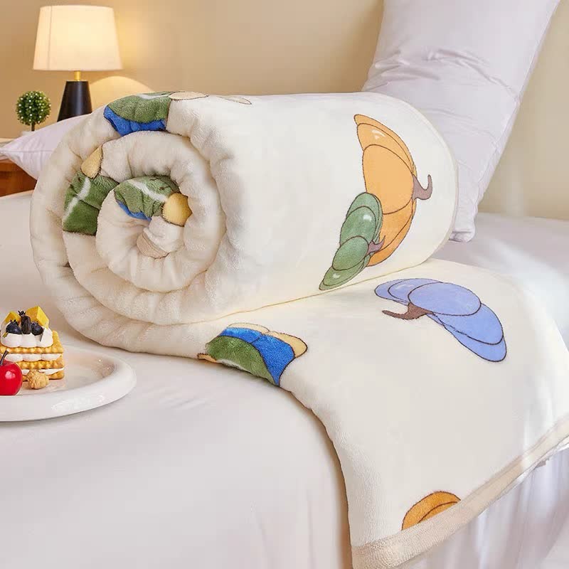 Coperta di flanella con orso carino e zucca dei cartoni animati