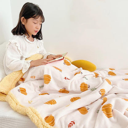 Coperta Sherpa con motivo a zucca pastorale