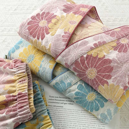 Completo da casa in puro cotone tinto in filo jacquard