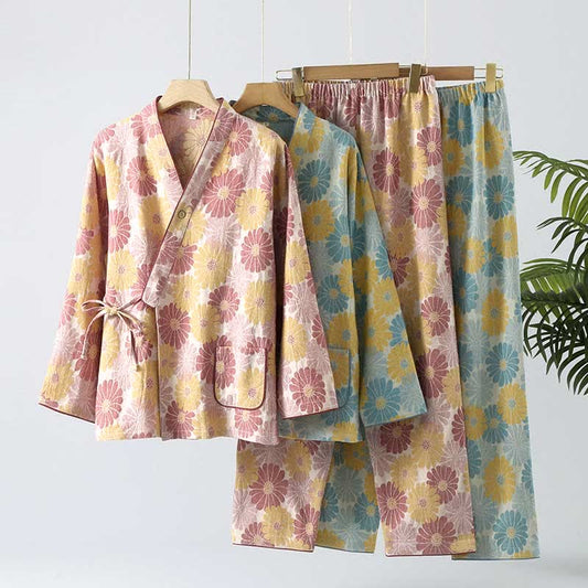 Completo da casa in puro cotone tinto in filo jacquard