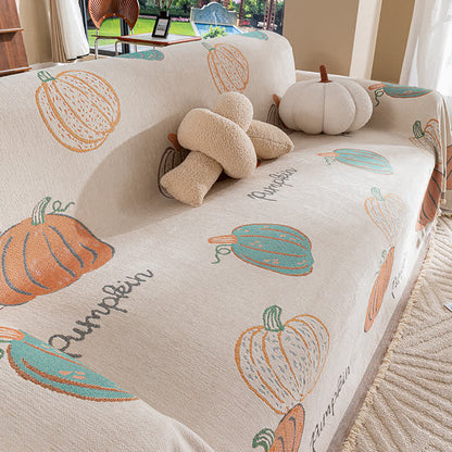 Copridivano in ciniglia con zucca di Halloween
