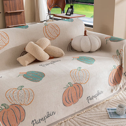 Copridivano in ciniglia con zucca di Halloween