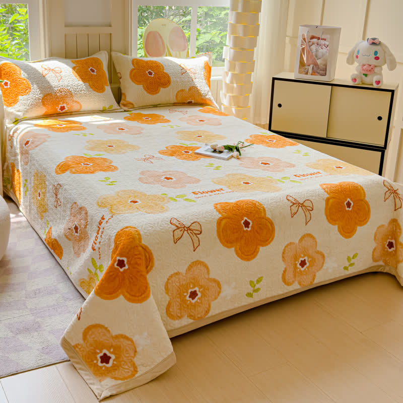 Set di biancheria da letto in velluto con fiori vivaci (4 pezzi)