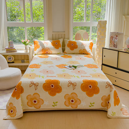 Set di biancheria da letto in velluto con fiori vivaci (4 pezzi)