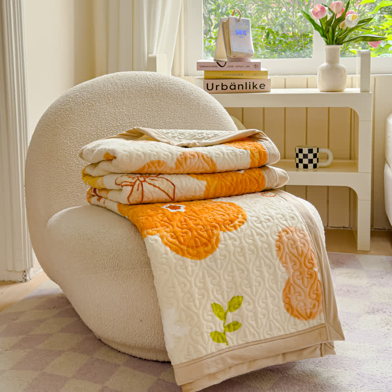 Set di biancheria da letto in velluto con fiori vivaci (4 pezzi)