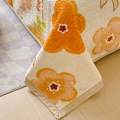 Set di biancheria da letto in velluto con fiori vivaci (4 pezzi)
