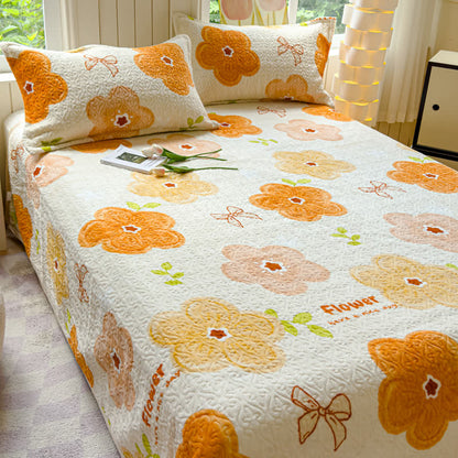Set di biancheria da letto in velluto con fiori vivaci (4 pezzi)