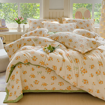 Set di biancheria da letto in velluto caldo Refresh Flower (4 pezzi)