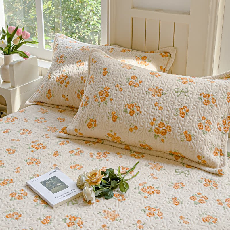 Set di biancheria da letto in velluto caldo Refresh Flower (4 pezzi)