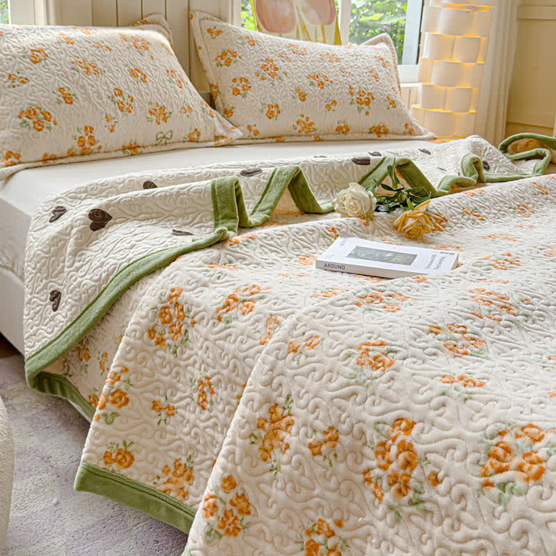 Set di biancheria da letto in velluto caldo Refresh Flower (4 pezzi)