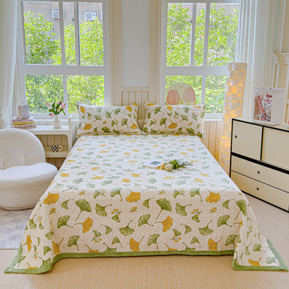 Set di biancheria da letto in velluto con foglie di ginkgo rustico (4 pezzi)