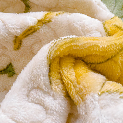 Set di biancheria da letto in velluto con foglie di ginkgo rustico (4 pezzi)