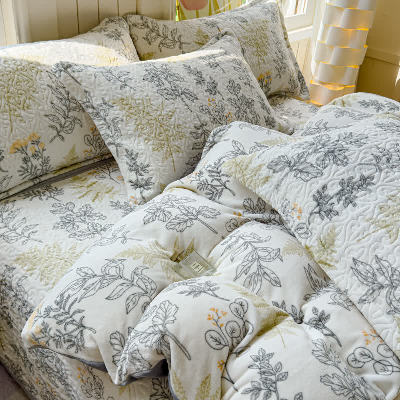 Set di biancheria da letto in velluto caldo in stile rurale (4 pezzi)