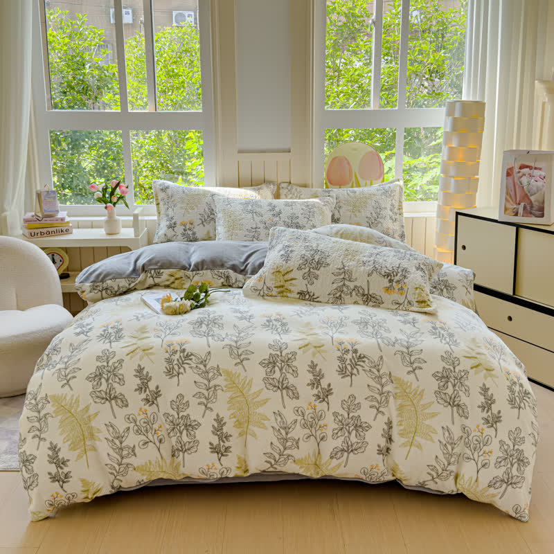 Set di biancheria da letto in velluto caldo in stile rurale (4 pezzi)
