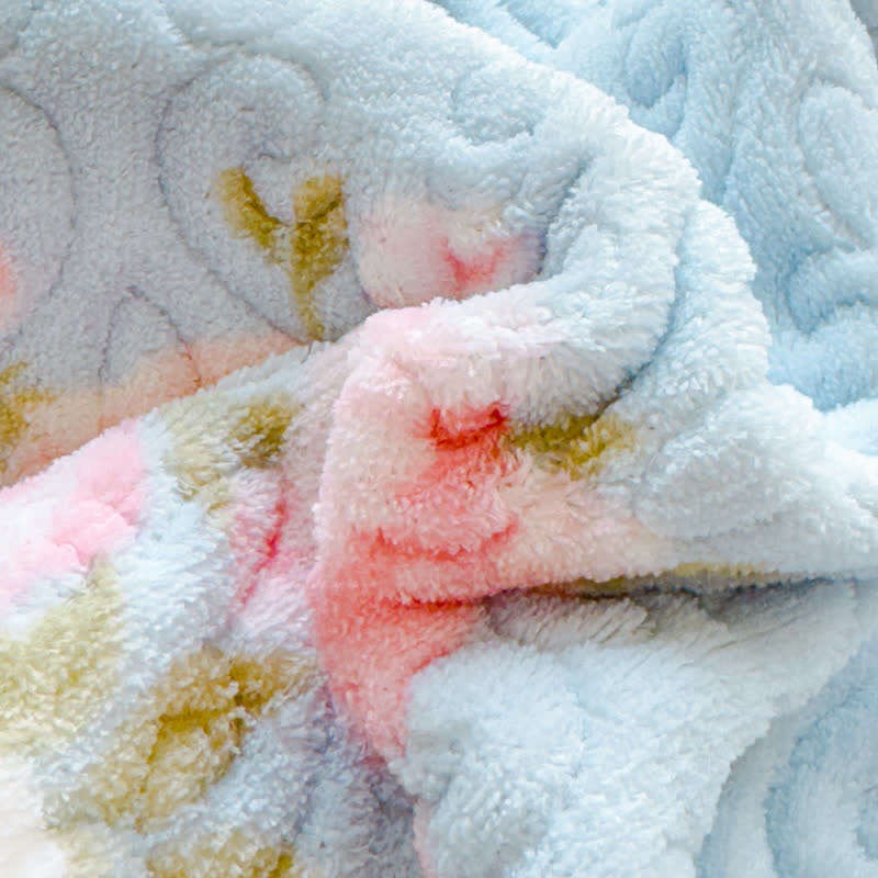 Completo letto elegante in velluto invernale con motivo floreale (4 pezzi)
