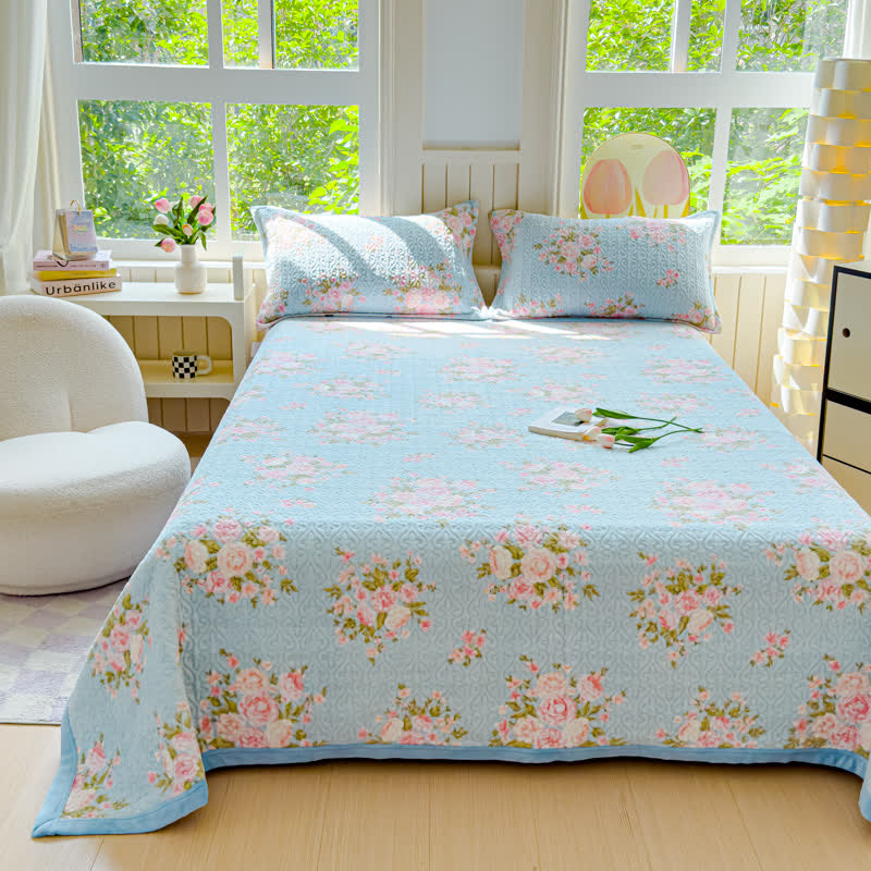 Completo letto elegante in velluto invernale con motivo floreale (4 pezzi)