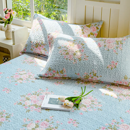 Completo letto elegante in velluto invernale con motivo floreale (4 pezzi)