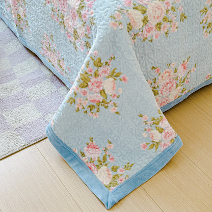 Completo letto elegante in velluto invernale con motivo floreale (4 pezzi)