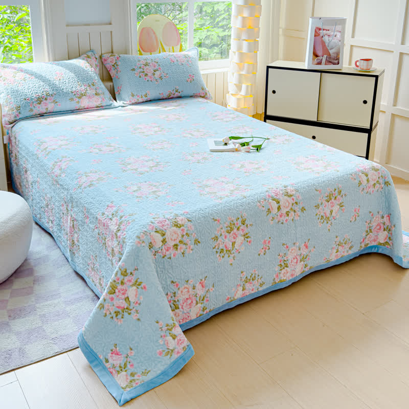 Completo letto elegante in velluto invernale con motivo floreale (4 pezzi)