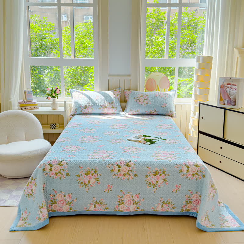 Completo letto elegante in velluto invernale con motivo floreale (4 pezzi)