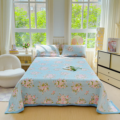 Completo letto elegante in velluto invernale con motivo floreale (4 pezzi)