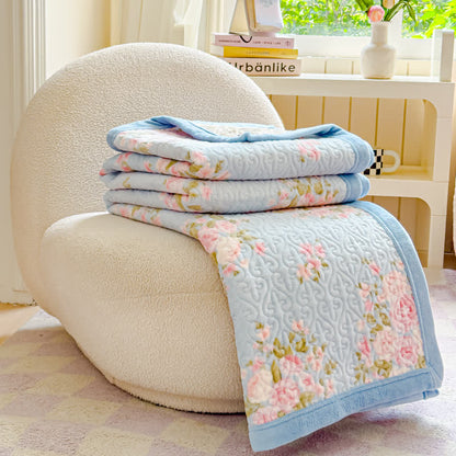Completo letto elegante in velluto invernale con motivo floreale (4 pezzi)