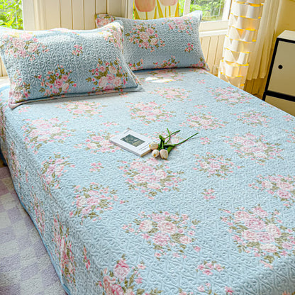 Completo letto elegante in velluto invernale con motivo floreale (4 pezzi)