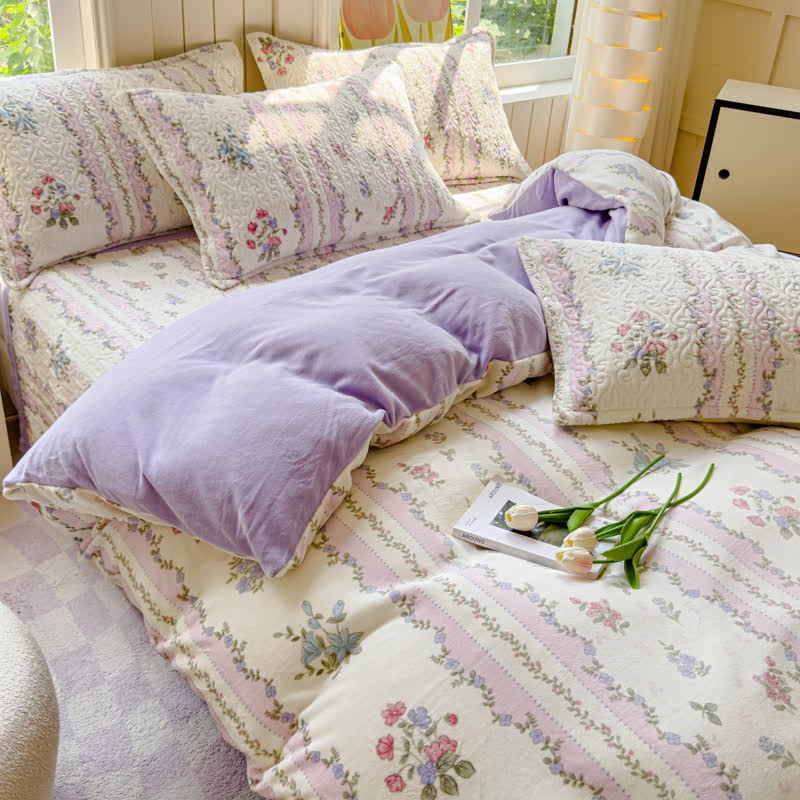 Set di biancheria da letto invernale in velluto pastorale morbido (4 pezzi)