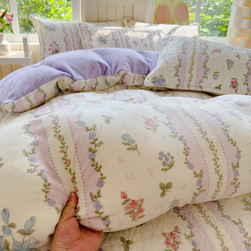 Set di biancheria da letto invernale in velluto pastorale morbido (4 pezzi)