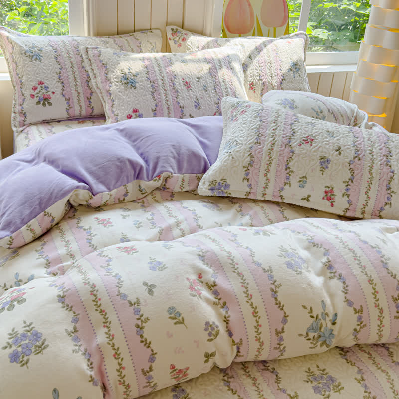 Set di biancheria da letto invernale in velluto pastorale morbido (4 pezzi)