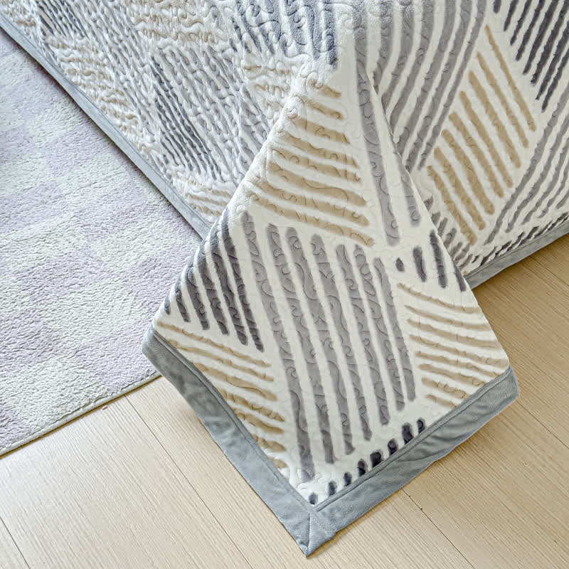 Set di biancheria da letto calda e morbida con linea geometrica (4 pezzi)