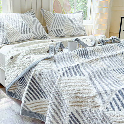 Set di biancheria da letto calda e morbida con linea geometrica (4 pezzi)