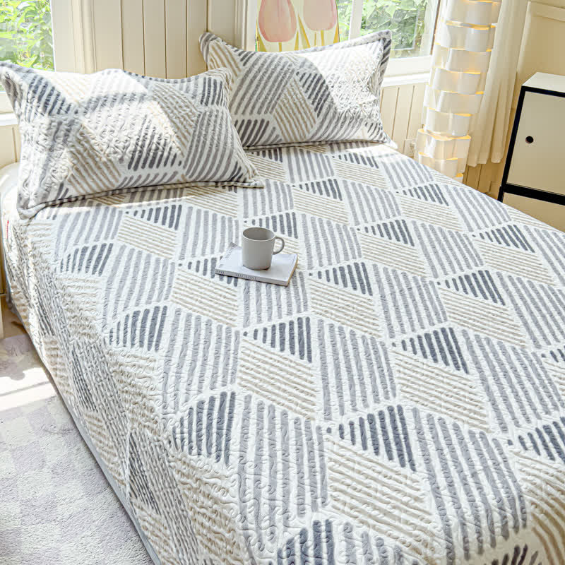 Set di biancheria da letto calda e morbida con linea geometrica (4 pezzi)