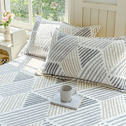 Set di biancheria da letto calda e morbida con linea geometrica (4 pezzi)