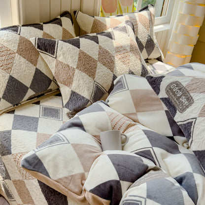 Set di biancheria da letto invernale con stampa a rombi (4 pezzi)