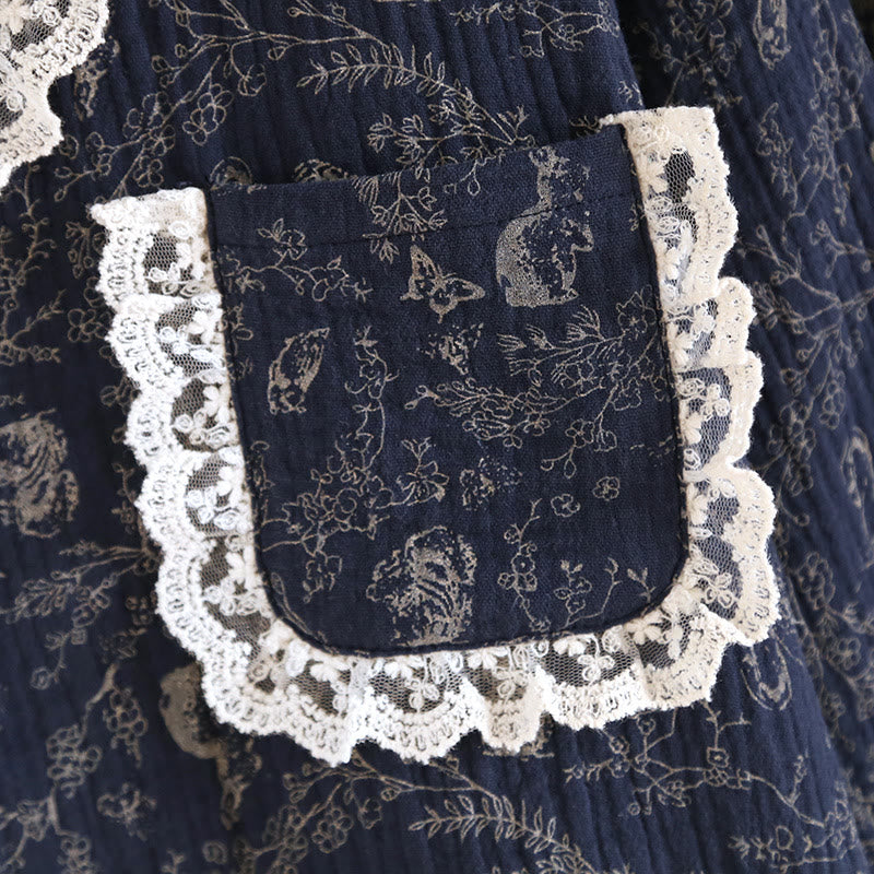 Pigiama in cotone con motivo a fiori di cigno rurale