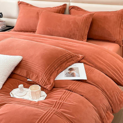 Set di biancheria da letto in soffice flanella tinta unita (4 pezzi)