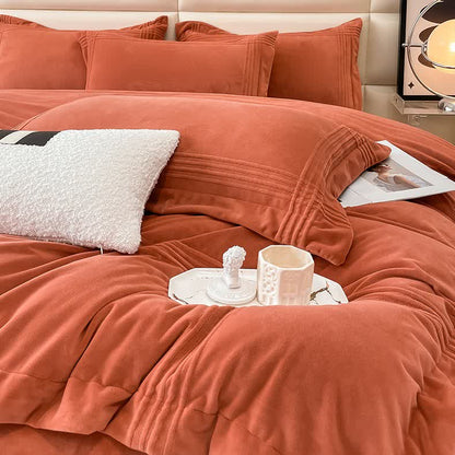 Set di biancheria da letto in soffice flanella tinta unita (4 pezzi)