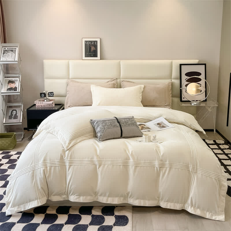 Set di biancheria da letto in soffice flanella tinta unita (4 pezzi)
