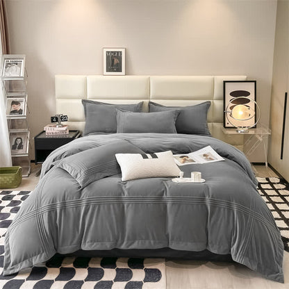 Set di biancheria da letto in soffice flanella tinta unita (4 pezzi)