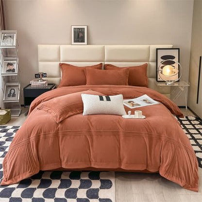 Set di biancheria da letto in soffice flanella tinta unita (4 pezzi)