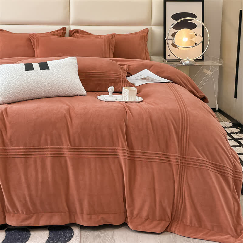 Set di biancheria da letto in soffice flanella tinta unita (4 pezzi)