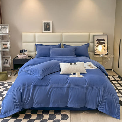 Set di biancheria da letto in soffice flanella tinta unita (4 pezzi)