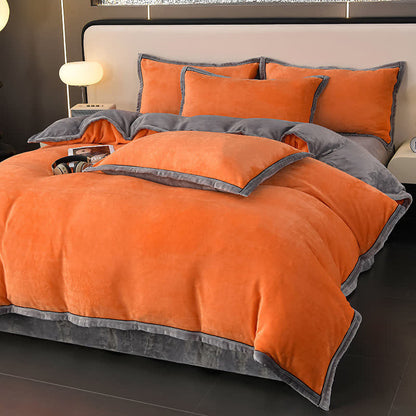 Set di biancheria da letto invernale in pile tinta unita (4 pezzi)